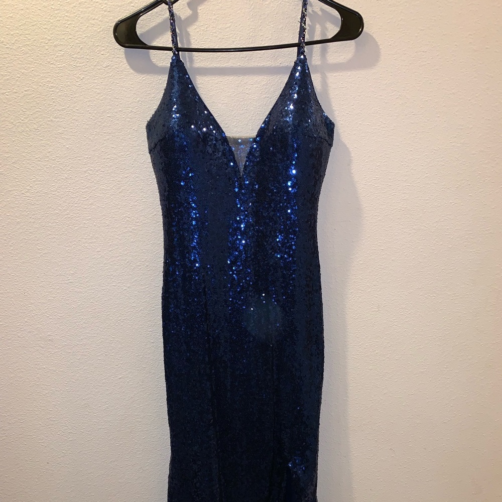 Long sparkly blue dress